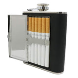 Portable Liquor Hip Flask 8oz with Cigarette Case Black
